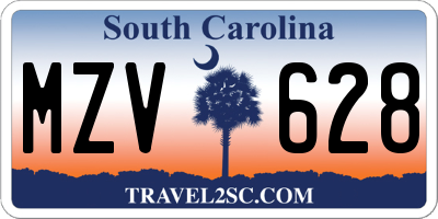 SC license plate MZV628