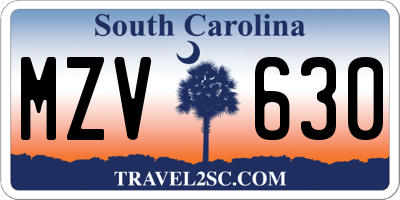 SC license plate MZV630