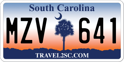 SC license plate MZV641