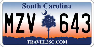 SC license plate MZV643