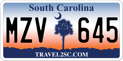 SC license plate MZV645