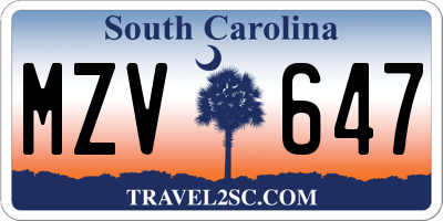 SC license plate MZV647