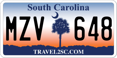 SC license plate MZV648