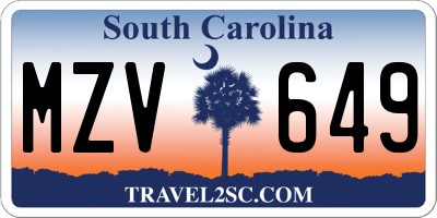 SC license plate MZV649