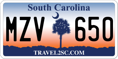 SC license plate MZV650