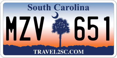SC license plate MZV651