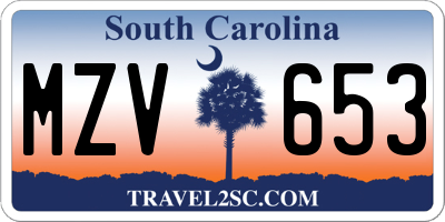 SC license plate MZV653