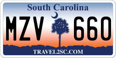 SC license plate MZV660