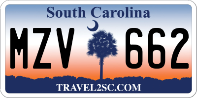 SC license plate MZV662