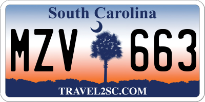 SC license plate MZV663