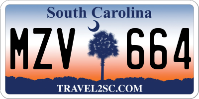 SC license plate MZV664