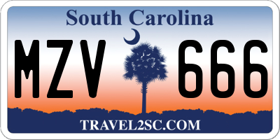 SC license plate MZV666