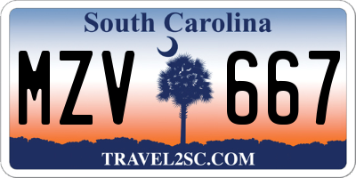 SC license plate MZV667