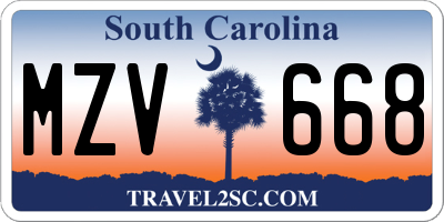 SC license plate MZV668