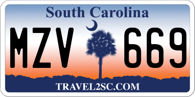 SC license plate MZV669