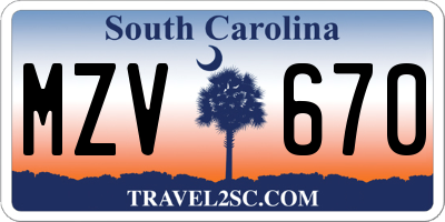 SC license plate MZV670