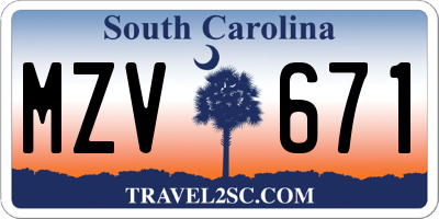 SC license plate MZV671