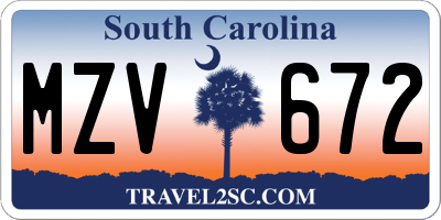 SC license plate MZV672