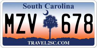 SC license plate MZV678