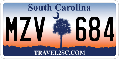 SC license plate MZV684