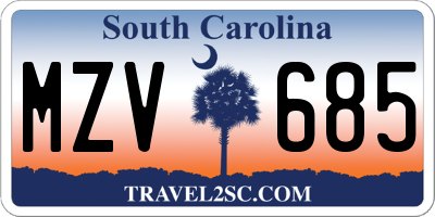 SC license plate MZV685