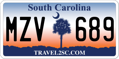 SC license plate MZV689
