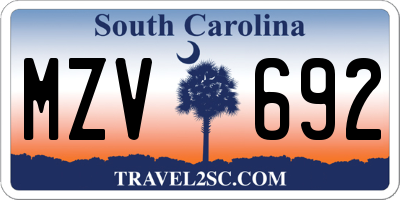 SC license plate MZV692