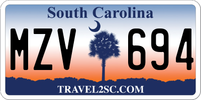 SC license plate MZV694