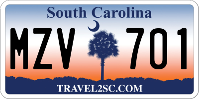 SC license plate MZV701