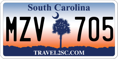 SC license plate MZV705