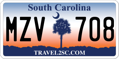 SC license plate MZV708