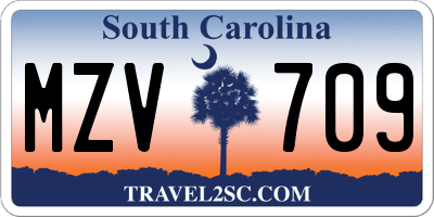 SC license plate MZV709