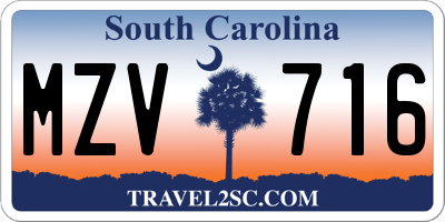 SC license plate MZV716