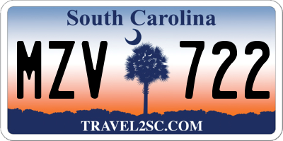 SC license plate MZV722