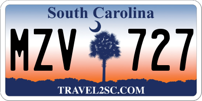 SC license plate MZV727