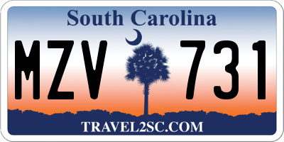 SC license plate MZV731