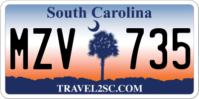 SC license plate MZV735