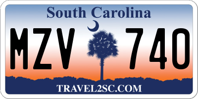 SC license plate MZV740