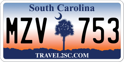 SC license plate MZV753