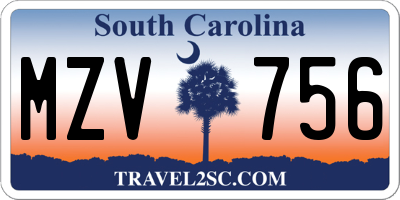 SC license plate MZV756