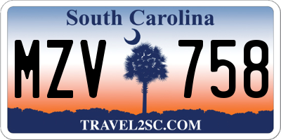 SC license plate MZV758