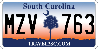 SC license plate MZV763
