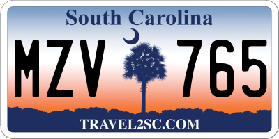SC license plate MZV765