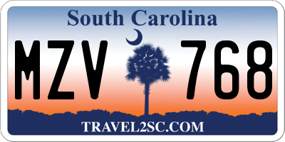 SC license plate MZV768