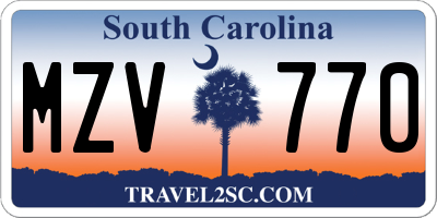 SC license plate MZV770