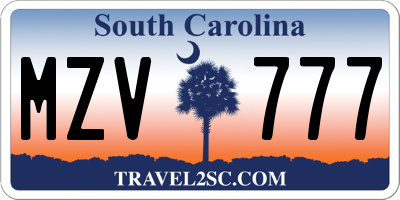 SC license plate MZV777