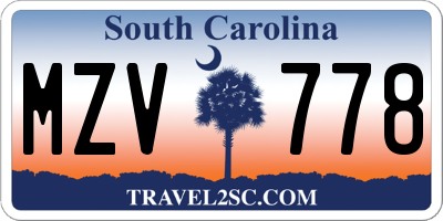 SC license plate MZV778