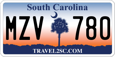 SC license plate MZV780