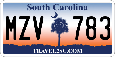 SC license plate MZV783