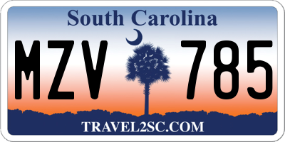 SC license plate MZV785